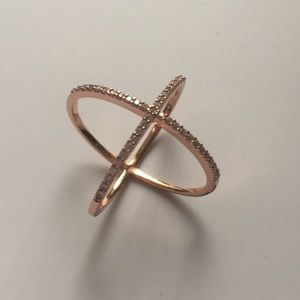 Rose gold cross ring